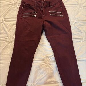 Torrid Dark Red Skinny Pants with Zipper Details